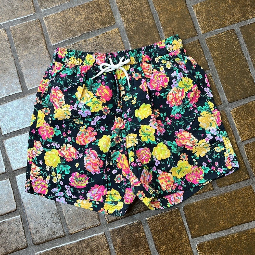 Urban Outfitters Black Multicolor Floral Print Nylon Swim